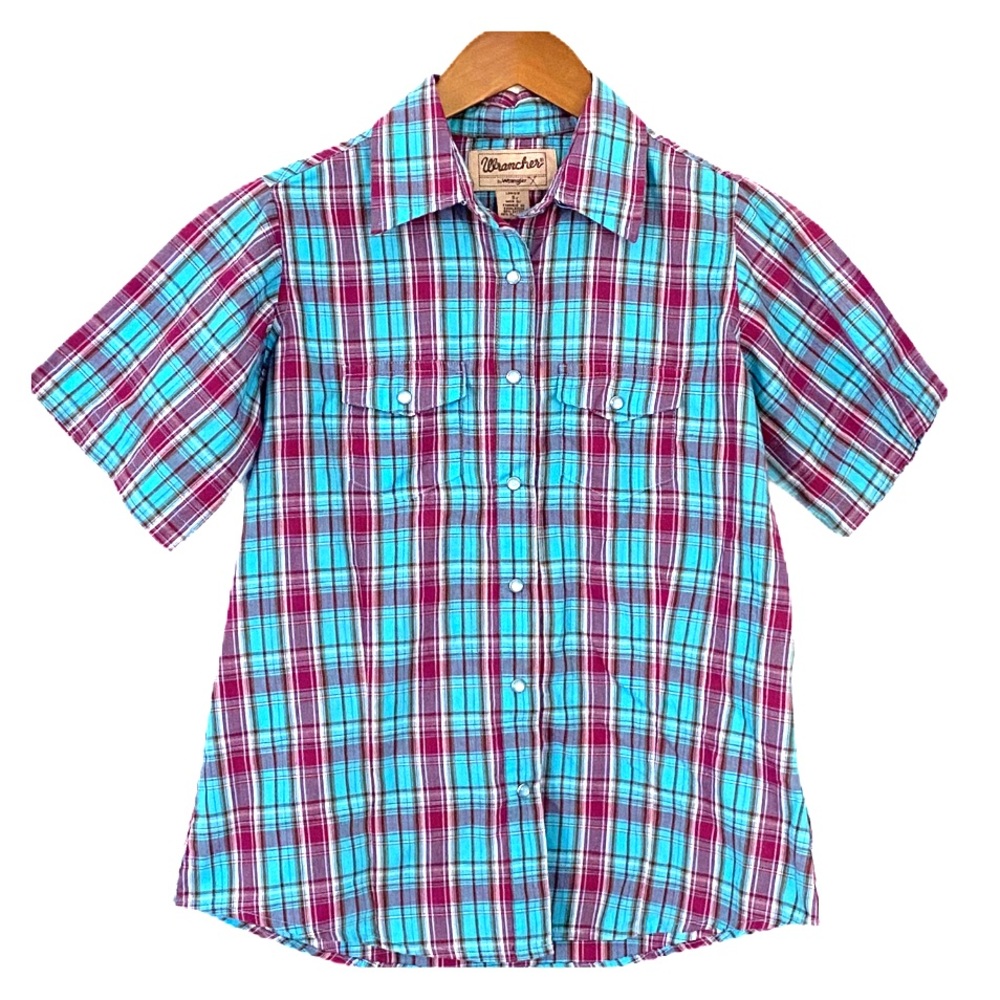 Wrangler Plaid Pearl Snap Front Western Shirt Sz S